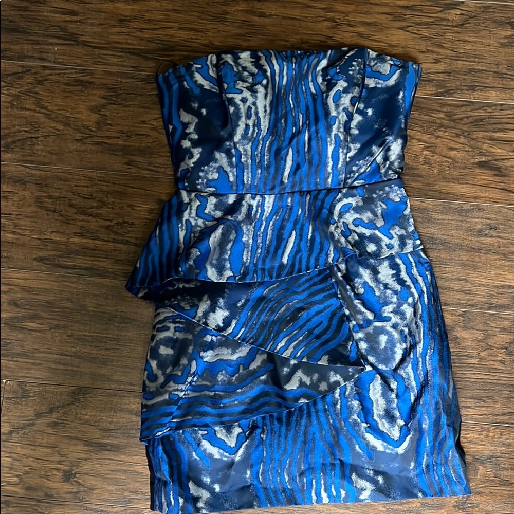 Bebe Blue Strapless Bodycon Cocktail Dress